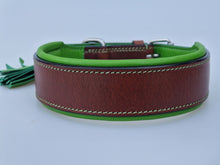 Laden Sie das Bild in den Galerie-Viewer, Leder Halsband TWO TONE - BRAUN - GRÜN