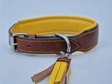 Laden Sie das Bild in den Galerie-Viewer, Leder Halsband TWO TONE - GELB - BRAUN