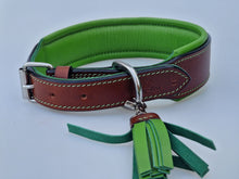 Laden Sie das Bild in den Galerie-Viewer, Leder Halsband TWO TONE - BRAUN - GRÜN