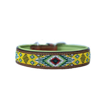 Laden Sie das Bild in den Galerie-Viewer, Leder Halsband YELLOW AZTEK NEW