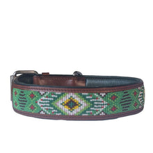 Laden Sie das Bild in den Galerie-Viewer, Leder Halsband GREEN AZTEK NEW