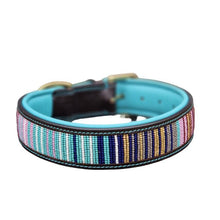 Laden Sie das Bild in den Galerie-Viewer, Leder Halsband BLUE MINT SPLASH