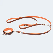 Laden Sie das Bild in den Galerie-Viewer, Leopold´s Finest Hundehalsband Leder Dackel dunkelbraun/ orange